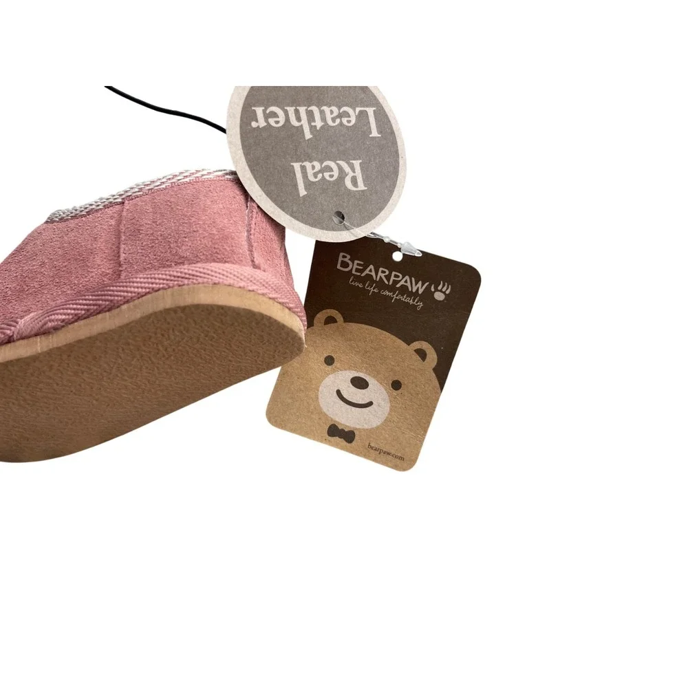 Bearpaw Baby‎ Girls Suede Leather Slippers Pink BGSB36623-ITJ Size 6/12M NEW I02